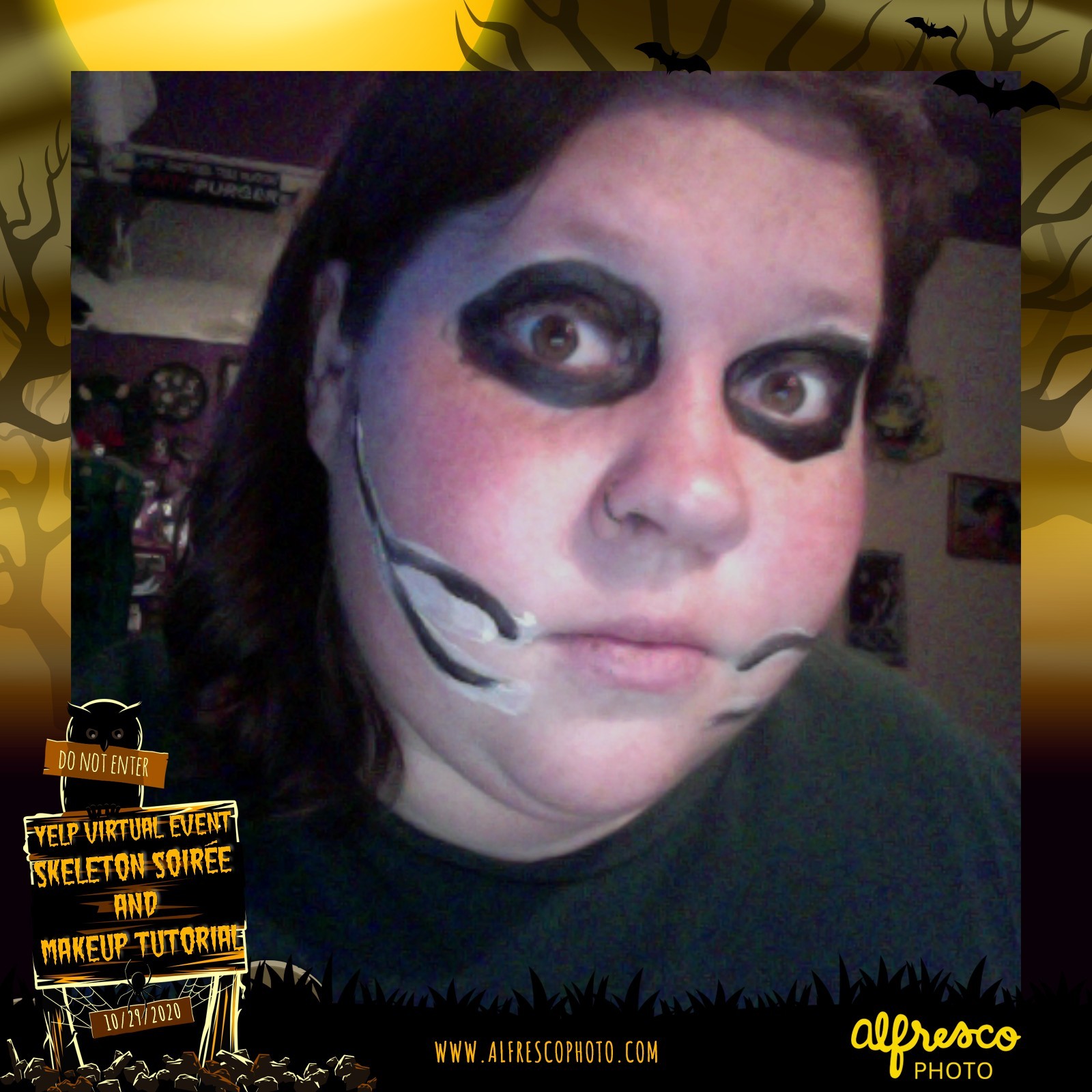 Yelp Skeleton Makeup Tutorial | View more photos from the event at events.alfrescophoto.com/u/AlfrescoPhoto/Yelp-Skeleton-Makeup-Tutorial